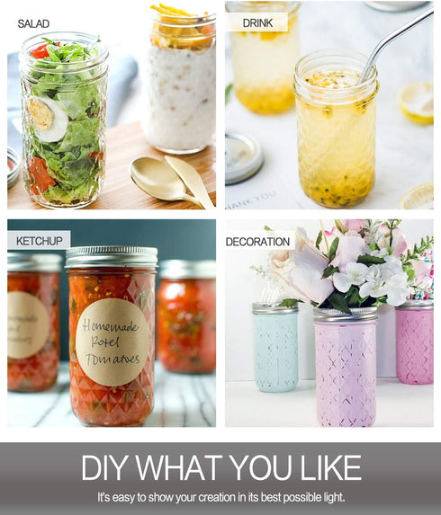 VERONES Wide Mouth Mason Jars 22oz, 12 Pack 22 oz Wide Mouth Mason Jars with Lids and Bands, Ideal for Jam, Honey, Wedding Favors, Shower Favors...