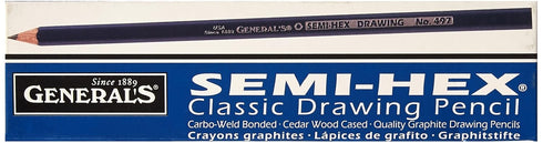 General's Hexagonal Non-Toxic Drawing Pencil - 4H Thin Tip – Black - Pack of 12...