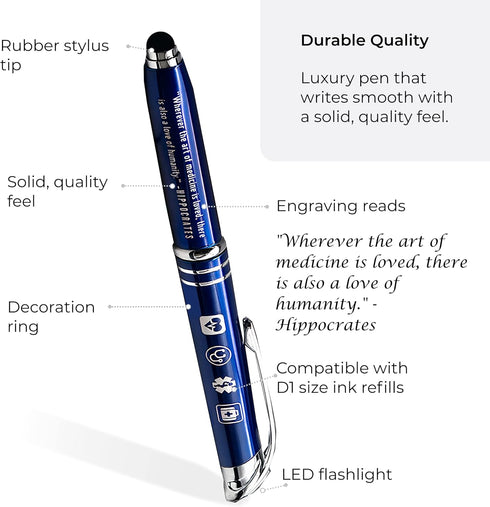 Inkstone Medical Inspirational Gift Pen with Quote Wherever the Art of Medicine is Loved, There is Also a Love of Humanity Multifunction Stylus Pe...