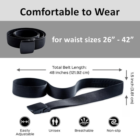 Money Belt for Men Travel Security Belt with Hidden Money Compartment Pocket, Cashsafe Anti-Theft Wallet Non-Metal Buckle...