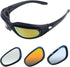 Motorcycle Riding Glasses Kit - 4 Lenses - Polarized, Smoke, Yellow, And Clear. Plus Case, Cleaning Cloth, And Strap Motorcycle Accessories. By Ge...