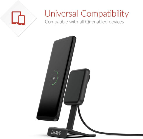 Crave Wireless Charging Stand, Fast 10W Qi-Certified Wireless Charging Pad for iPhone 12, 11, Xs, XR, 8, Samsung Note 20, Note 10, S21, S20, S10 -...