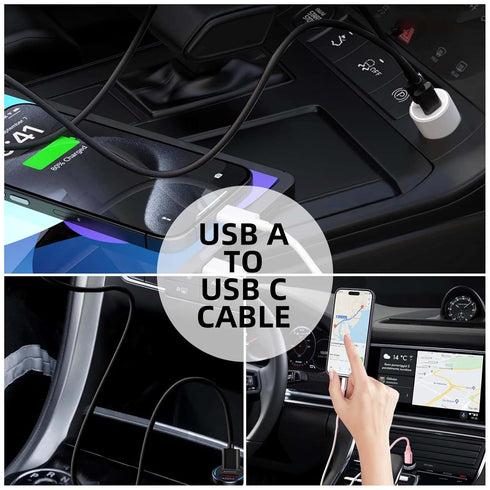 2 Pack 10ft USB A to USB C Cable for Airpods Pro 2nd, iPhone 15 15 Pro Max 15 Plus Car Carplay Data Cable, iPad USB C Cable 5th 10th Mini 6th Gen,...