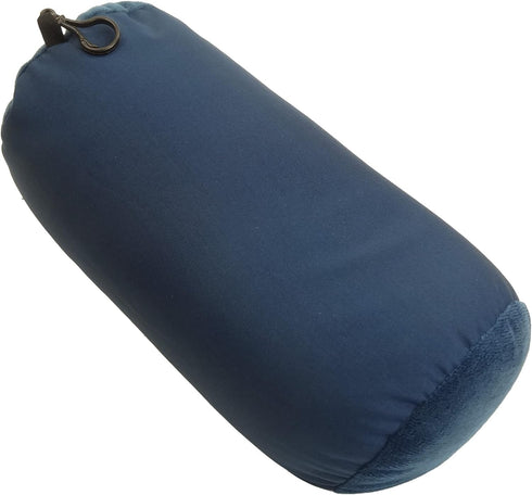 Microbead Bolster Tube Travel Pillow - Compact Neck Roll Pillow for Airplane, Car, or Home - Soft Lumbar Support Pillow - Navy...