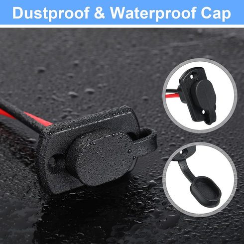 Tuanse 4 Pcs 12 AWG Power Socket Sidewall Port Compatible with SAE Quick Connect Solar Panel Weatherproof Solar Panel Cables and Connectors Batter...