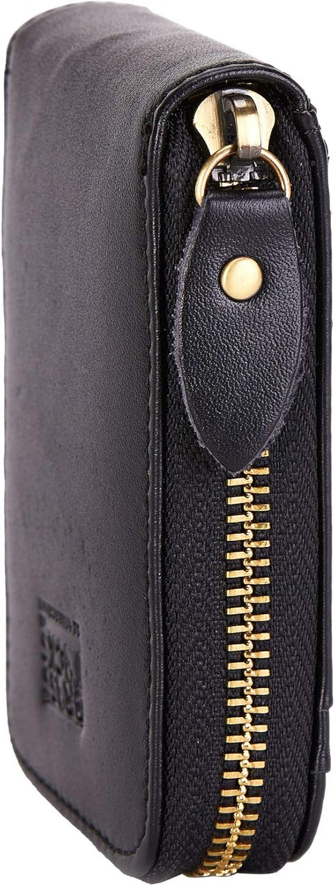 Vintage Full Top Grain Leather Wallet RFID Blocking Multi Card Case with Zipper Pocket Card Holder for Men Women Gift Box...