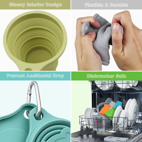 IYYI Collapsible Cup for Traveling, Silicone Camping Cup, Foldable Cup with Lid, Portable Cup for Camping, Hiking, Outdoors, Travel, Folding Cup P...