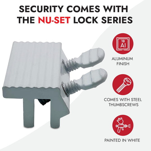 NU-SET Lock | Sliding Window Lock | Double Thumb Screw Window Lock for Window Security | Home Improvement & Door Hardware, White...