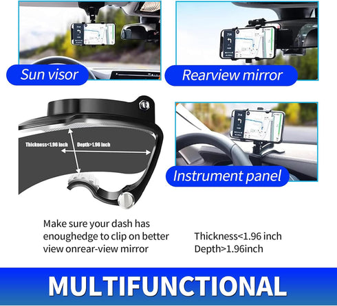 Pack-1 Car Dashboard Phone Holder, Snap-on Navigation Mount, Multi-Functional Automobile Interior Supplies, for Most Cars, Trucks and Vans (Black)...