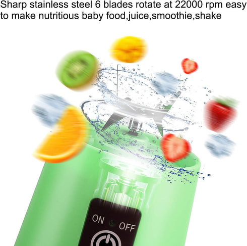 Portable Blender Smoothies Personal Blender Mini Shakes Juicer Cup USB Rechargeable 14oz. (Green)...