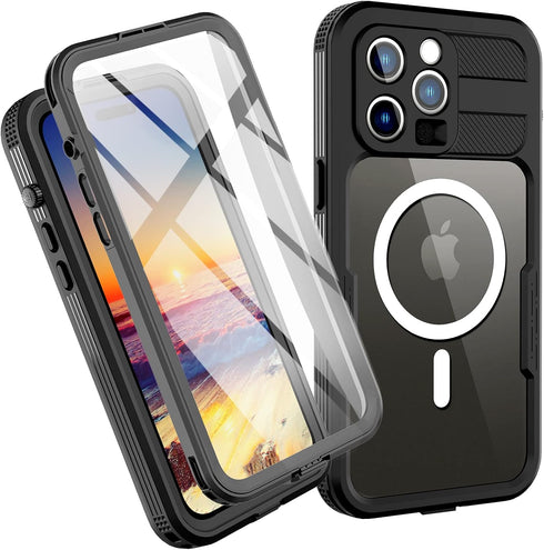 Waterproof iPhone 14 Pro Max Case - with Built in 9H Tempered Glass Screen Protector IP68 Underwater 6FT Protective Case Dropproof Dustproof Full ...