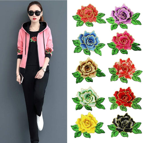 10 Pieces 3D Rose Embroidered Patch Flower Sew on Patches Applique Sewing Crafts Kit for Clothes Jeans Jackets Bags DIY Embellishments Decorations...