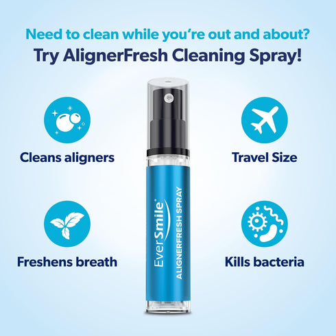 EverSmile AlignerFresh Cleaning Spray for Invisalign and All Clear Aligners and Retainers – On-the-Go Cleaning & Teeth Whitening, Kills Bacteria, ...