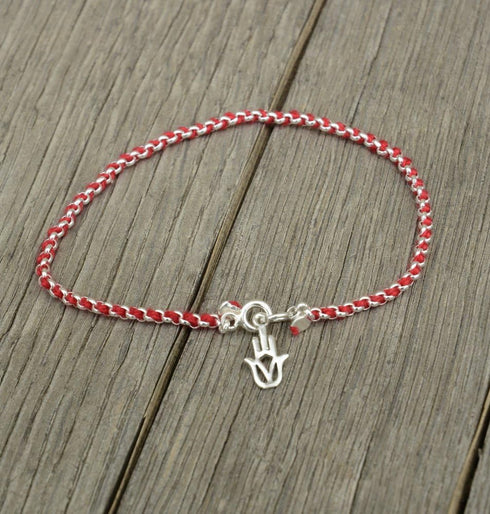 Protection Evil Eye Bracelet - Lucky Hamsa Hand Charm - 7 Inch Sterling Silver Jewelry - Best Kabbalah Red String Bracelets for Women...