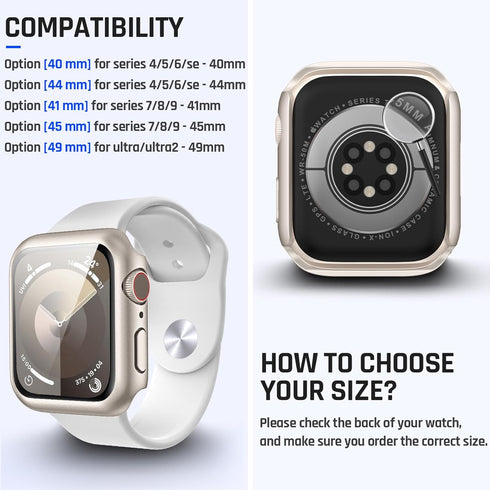 Goton 2 in 1 Waterproof Case for Apple Watch Screen Protector 40mm SE 2nd Gen Series 6 5 4, 360 Protective Glass Face Cover Hard Bumper + Back Fra...