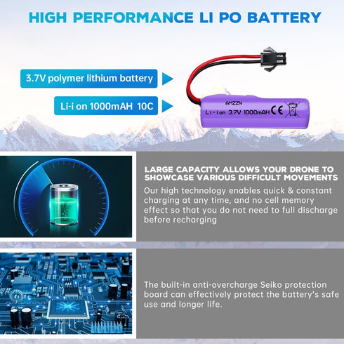 5PCS 3.7V 1000mAh Lipo Battery With 5-IN-1 Charger RC Toy Car Battery SM-2P Plug For TB202 TB201 TM201 TM202 TC141 DE35 DE38 DE40 DE50 RC Cars,Tru...