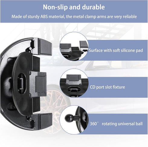 Car Phone Holder for CD Slot, 360 Degree Rotatable Auto Phone Mount, Universal Cellphone Holder with One Hand Operation Design, Vehicle CD Slot Ph...