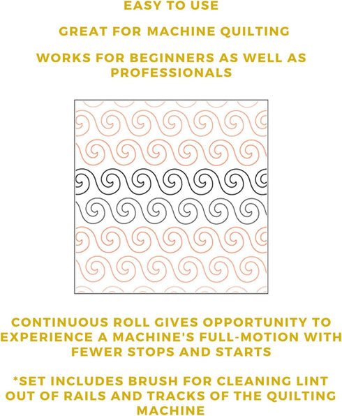 Quilting Pantographs Pattern Paper Roll - for Longarm Quilting Machines | Easy Swirls Design Quilt Pantograph | Set Includes Long Arm Quilters Sew...
