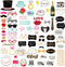 72 Pieces Wedding Photo Booth Props for Bridal Shower, Bachelorette Party, Photobooth Selfies, with Sticks and Stickers...