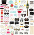 72 Pieces Wedding Photo Booth Props for Bridal Shower, Bachelorette Party, Photobooth Selfies, with Sticks and Stickers...