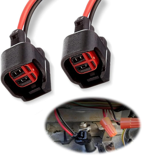 2 PCS Car Fuel Injector Connector, EV6 EV14 Low-frequency Leaded Multi-Functional Wire Pigtail Connector, Replacement Modification Accessories, Co...
