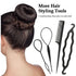 Donut Hair Bun Maker 6 Pieces, Ring Style Hair Bun Donut (1 L, 2 M and 3 S) with Pins 5 Elastic Bands, 20 Hair Bobby and 4 Pony Hair Tools for Wom...