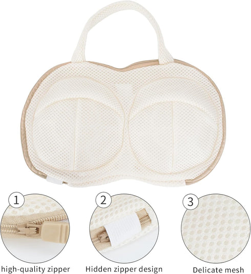 2Pcs Bra Wash Bags for Laundry Lingerie Brassiere Bag bra washing protector holder for Washing Machine Beige(A to C Cups)...