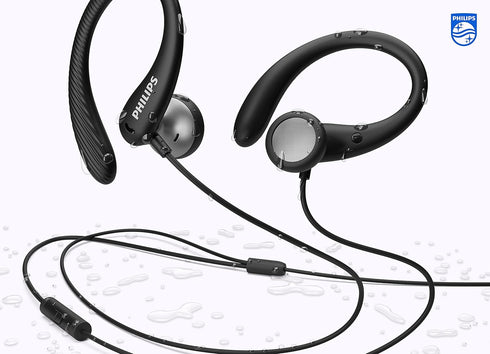 PHILIPS A1105 in-Ear Sports Wired Headphones with Ear Hooks for Secure Fit, Deep bass, in-line Remote Control and Microphone, Sweat-Resistant, 3.5...
