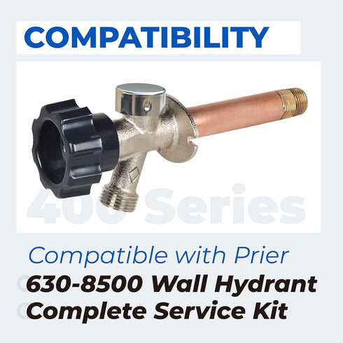 630-8500 Wall Hydrant Complete Service Kit Compatible with Prier Outdoor Faucet Repair Kit 500 400 Series Vacuum Breaker and Handle Replacement Pa...