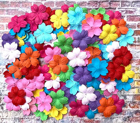 Handmade 100 Pcs Mulberry Paper Sakura Cherry Flowers 30x30mm Scrapbooking Wedding DIY Craft Supplies Card (10 Colors)...