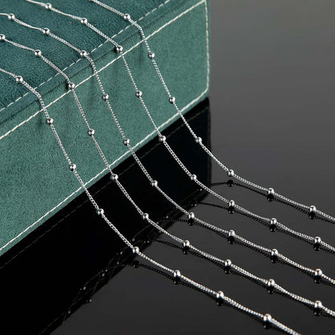 KYUNHOO 32.8 Feet/10M Silver Satellite Bead Chain 304 Stainless Steel Chain for Jewelry Making Women Necklace Chain Bulk DIY Crafts Jewelry Suppli...