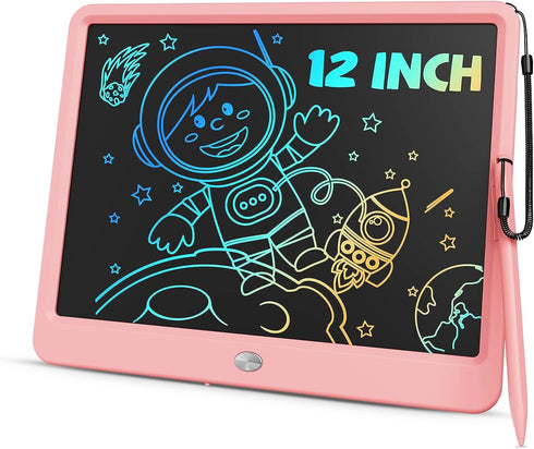TEKFUN Toys for Girls 12in LCD Writing Tablet, Erasable Doodle Board with Anti-Lost Stylus, Mess Free Coloring Drawing Board, Travel Car Trip Game...