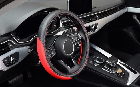 LABBYWAY Microfiber Leather Auto Car Steering Wheel Cover, Universal 15 Inch Anti-Slip Wheel Protector, Red...