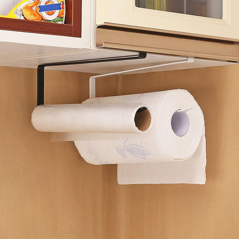 Paper Towel Holder Under Cabinet, Tissue Storage Rack Dispenser Kitchen Cling Film Shelf Free Punch Sliding Wall Mount Roll Hanger Organizer for U...