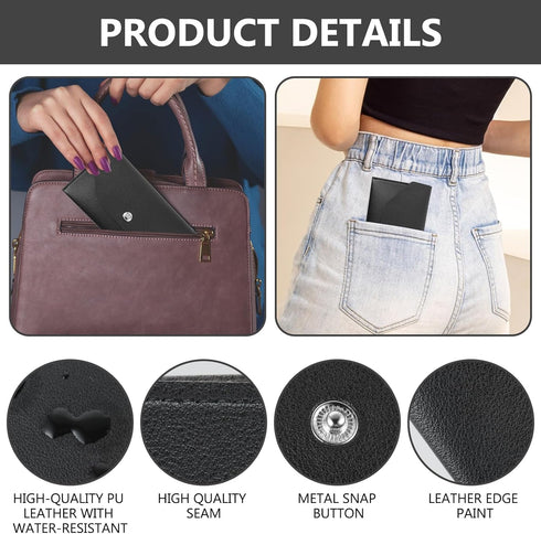 Black Cash Envelopes for Money PU Leather Envelope Wallet Small Envelopes for Money Reusable Waterproof Cash Stuffing Wallet for Women Men Student...