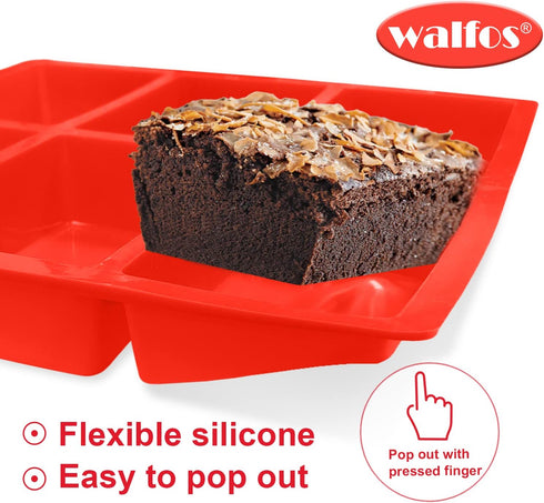 Walfos Silicone Mini Bread Baking Pan 6 Cavities Non-Stick Silicone Mini Loaf Pans 2 Pieces Food Grade Baking Mold For Bread, Cakes, Muffin, Dough...
