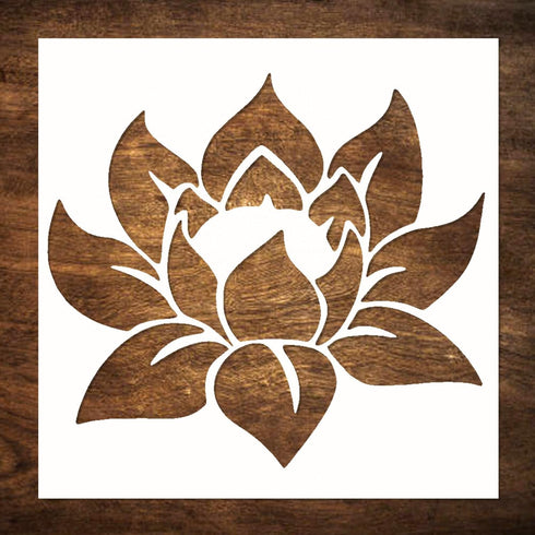 DLY LIFESTYLE Lotus Stencil for Painting on Wood, Canvas, Paper, Fabric, Walls and Furniture - Lotus Flower Stencil - 6x6 Inches - Reusable DIY Ar...