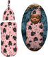 Halloween Cute Cartoon Bat Newborn Swaddle Blanket with Beanie Set Soft Baby Sleep Sack Stretch Adjustable Swaddle Wraps Receiving Blankets...