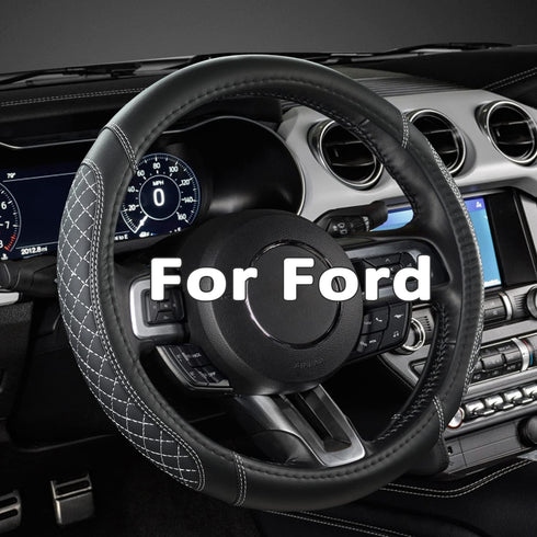 West Llama Car Steering Wheel Cover for Ford Escape,Explorer,Fusion,Focus,Bronco,Transit,Edge(Diamond Quilted - Black+Gray- Standard Size)...