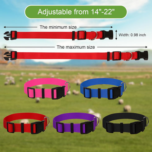 5 Pack Goat Collar with Bell, Adjustable Nylon Collar Set, Anti-Lost Loud Grazing Copper Bells for Small Farm Animal Cow Sheep Accessories...