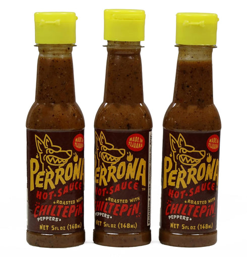 La Perrona Roasted Chiltepin Hot Sauce 5 Ounce Bottle | Tatemada Chiltepin Salsa Picante | Extra Spicy | Handmade | 3 Pack...