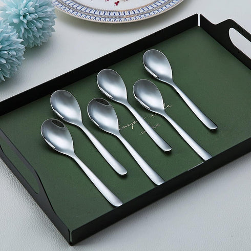 Demitasse Espresso Spoons, 5.5'' Mini Coffee Spoons, Stainless Steel Small Spoons,Tea Spoons for Dessert, Set of 6, Dishwasher Safe (Silver)...