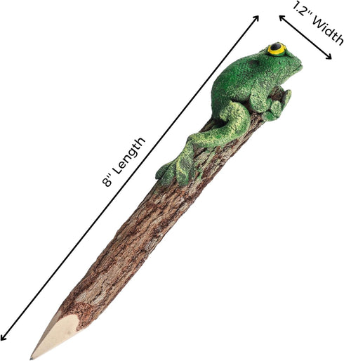 Frog Pencil Wooden Hand Carved Animal Cute Amphibians Creative Stationery Rustic Wood Pencils School and Office Supplies Unique Handmade Fun Penci...