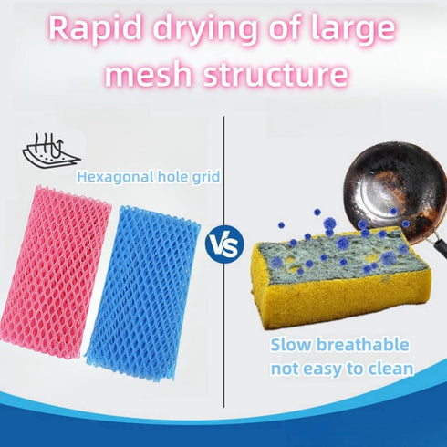 Heavy Duty Dish Scrubbers, Non-Scratch Scouring Pads - Odorless & Long Lasting Mesh Dish Cloth - Replace Sponges - Kitchen, Floor and Bathroom Usa...