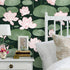 Yasinet Peel and Stick Wallpaper Floral Wallpaper Vintage Dark Green Lotus Flower Contact Paper Removable Self Adhesive Wallpaper for Wall Living ...
