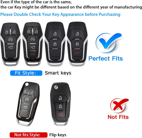 QBUC for Ford Key fob Cover,TPU Car Key Case Protector with Keychain Compatible with Ford Fusion F-150 Edge Explorer Mustang Lincoln MKZ MKC 2/3/4...