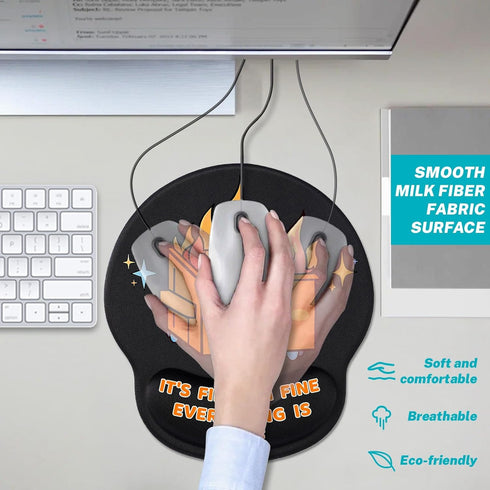 Cute Funny Ergonomic Mouse Pad with Wrist Support, Dumpster on Fire Gel Mouse Pads Wrist Rest, Comfortable Pain Relief Mousepad with Non-Slip PU B...