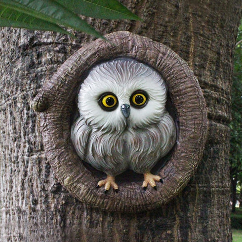 Owl Tree Hugger Whimsical Tree Sculpture Garden Statues Outdoor Tree Face Decor Garden Peeker Yard Art Decorations (Singel Owl)...