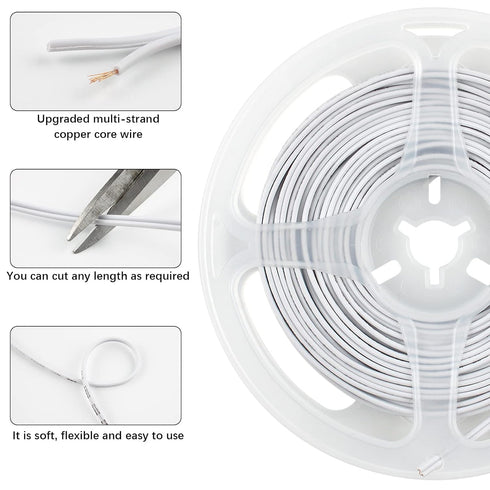 RGBZONE 10pcs 2-Pin 8mm LED Strip to Wire Connectors and 10m/32.8ft 2 Pin Extension Wire for Waterproof or Non-Waterproof Single Color LED Strip L...