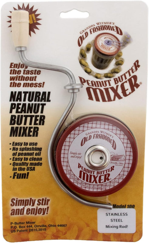 Grandpa Witmer’s Old Fashioned Mess-Free Nut Butter and Natural Peanut Butter Mixer, Made in America, BPA Free, Fits 16-Ounce Jars with 3-Inch Lid...